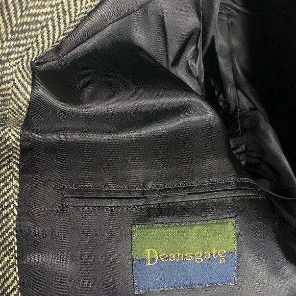 VTG Deansgate 42R Blazer Gray Herringbone Tweed Lambswool Suit Jacket Sport Coat - Picture 6 of 6